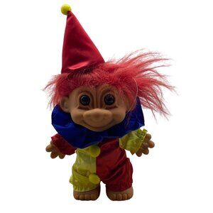 Russ Berrie Troll Clown Jester Doll 10.5" Tall Red Hair RARE